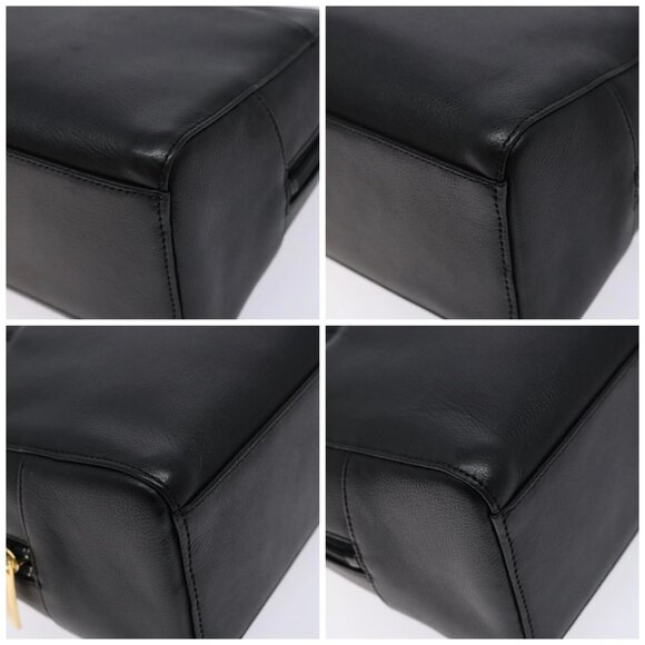 BURBERRY Hand Bag Leather Black Gold Auth - Picture 16 of 16